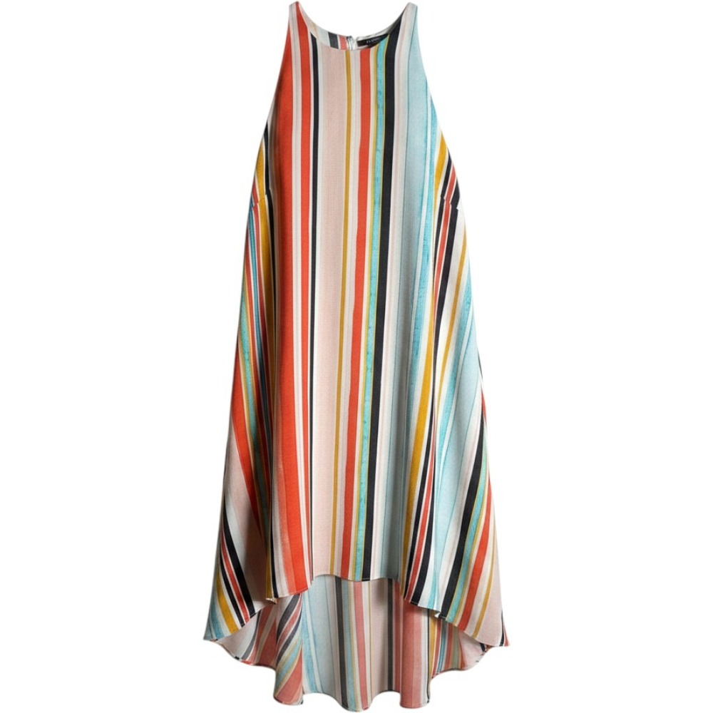 Mossimo Womens Medium Multicolor Striped Halter High-Low Trapeze Dress